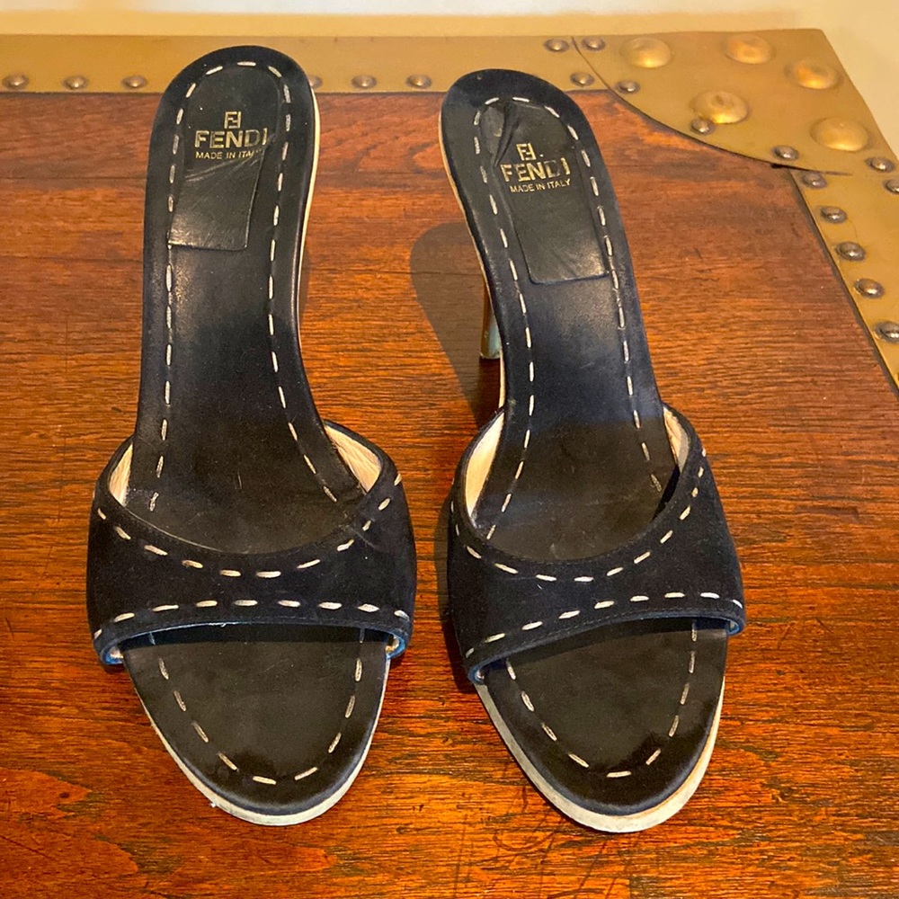 Fendi Black Suede Heels 👠 Made in Italy sz 39